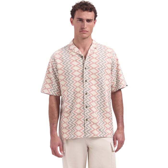 Shirt Short Sleeve Jacquard Zigzag Coral