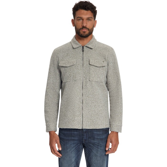 Overshirt Full Zipper Boucle Sweat Grey Melange