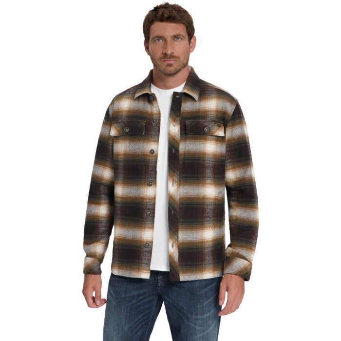 Overshirt Full Button Check Stone