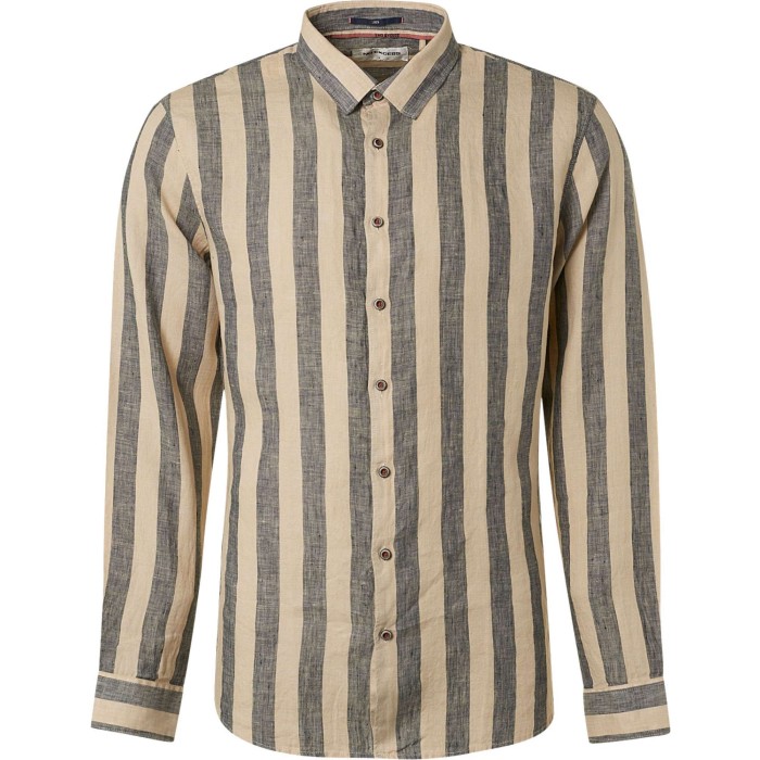 Shirt big stripe with linen airforce