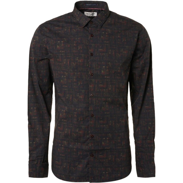 Shirt stretch allover printed brown