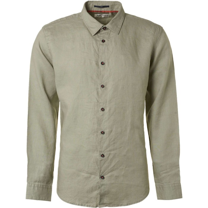 Shirt linen solid smoke green