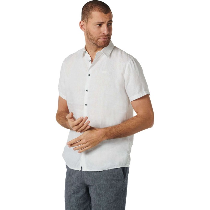 Shirt short sleeve linen solid white