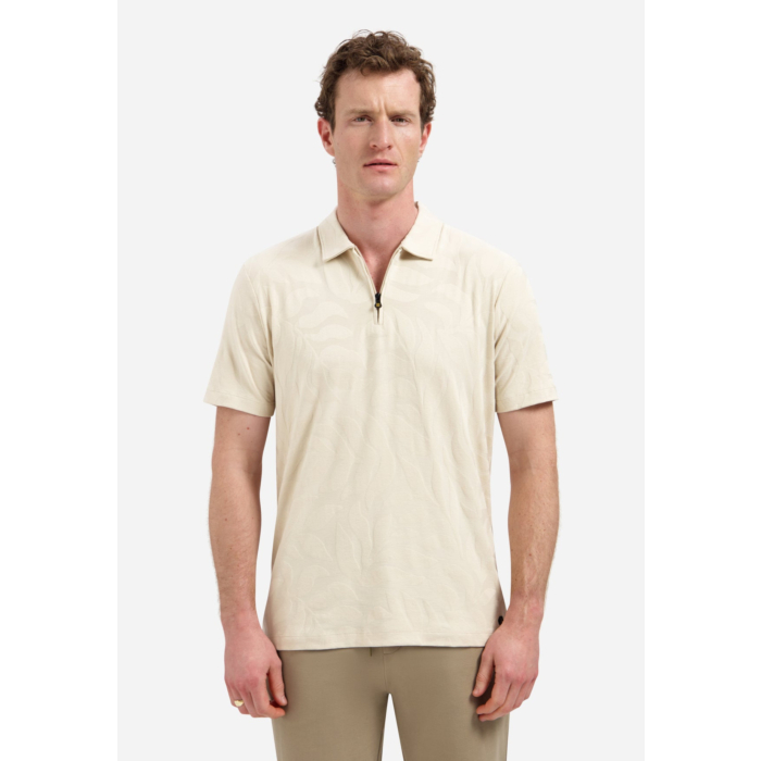 Polo Half Zip Short Sleeve Jacquard Desert