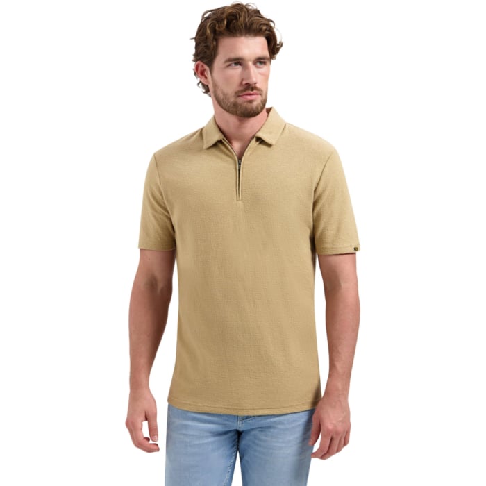 Polo Short Sleeve Zipper Sand
