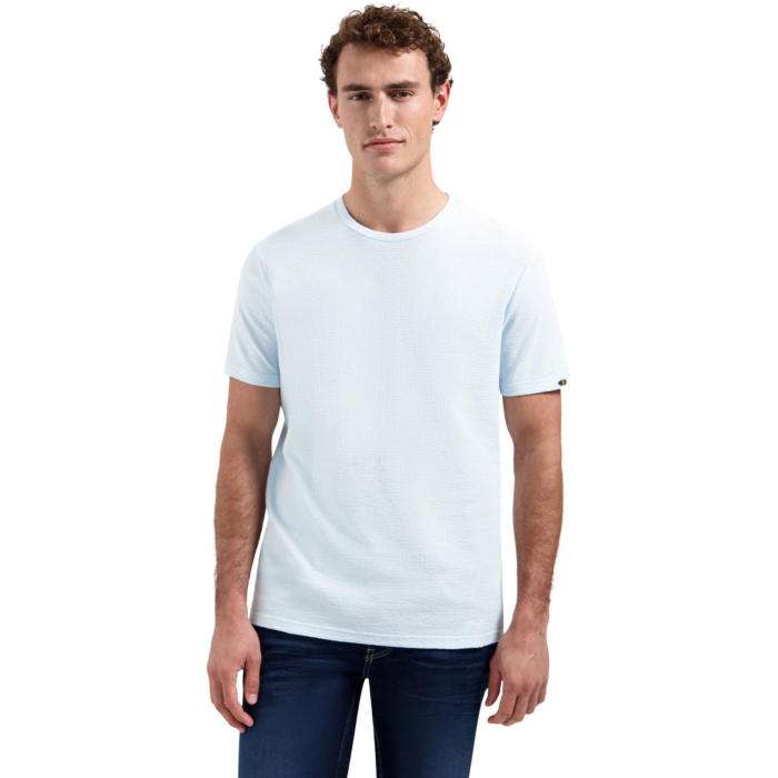 T-Shirt Crewneck Solid Jacquard Sky