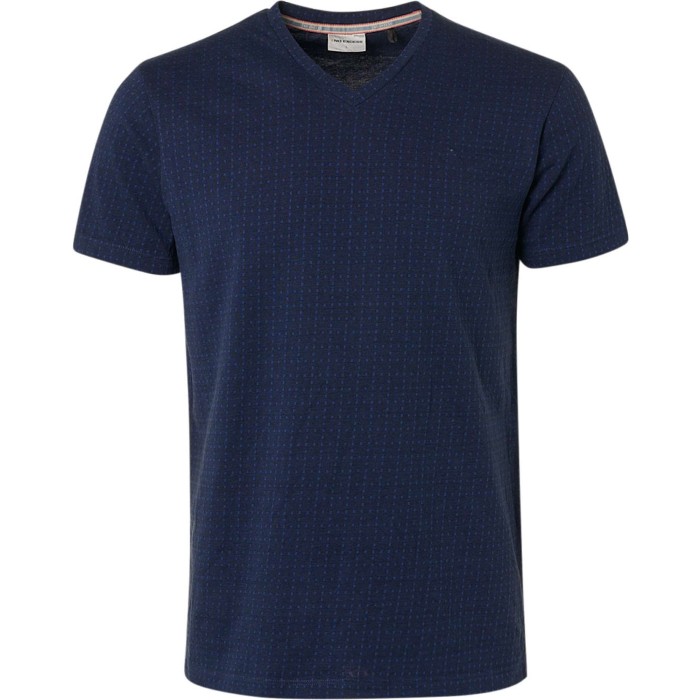 T-shirt v-neck jacquard indigo