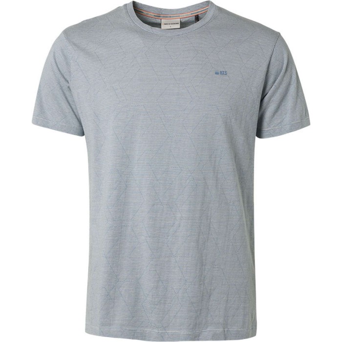 T-shirt crewneck stripe jacquard washed blue