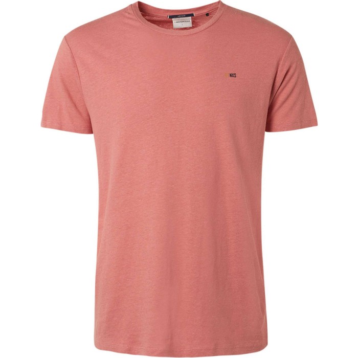 T-shirt crewneck with linen coral