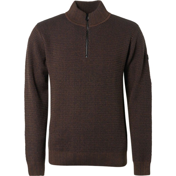Pullover half zipper 2 coloured mel brown