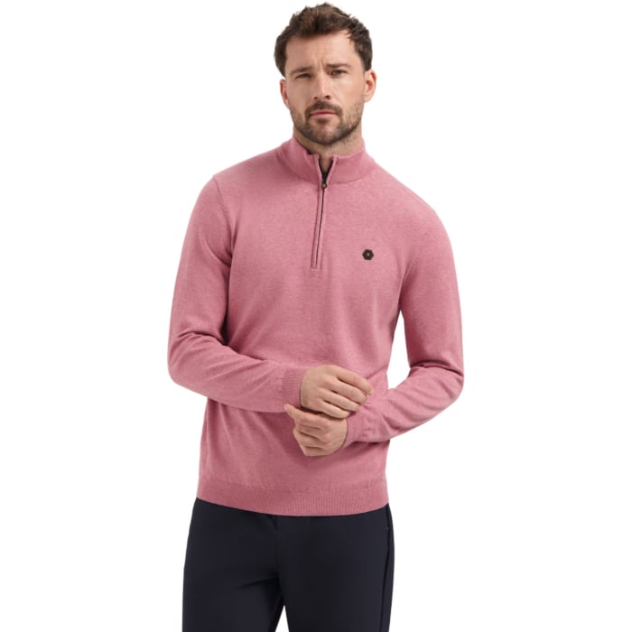 Pullover SU Collar Half Zip 2 Colou Old Pink