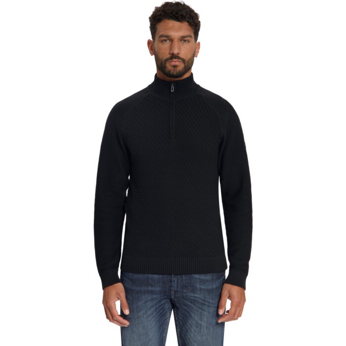 Pullover Half Zip Cable Knit Black