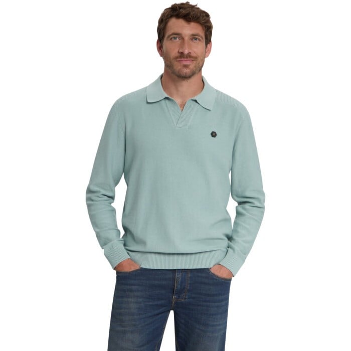 Pullover V-Collar Shoulder Detail Dusty Blue