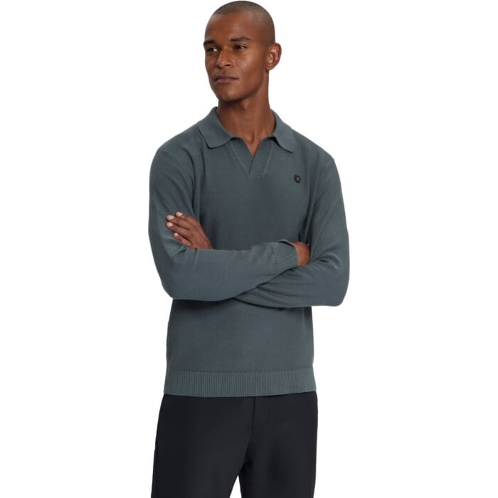 Pullover Half Zip Shoulder Detail Dark Steel
