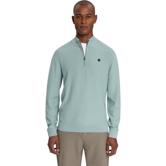 Pullover Half Zip Shoulder Detail Dusty Blue