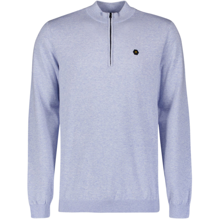 Pullover Stand Up Collar Half Zip M Blue