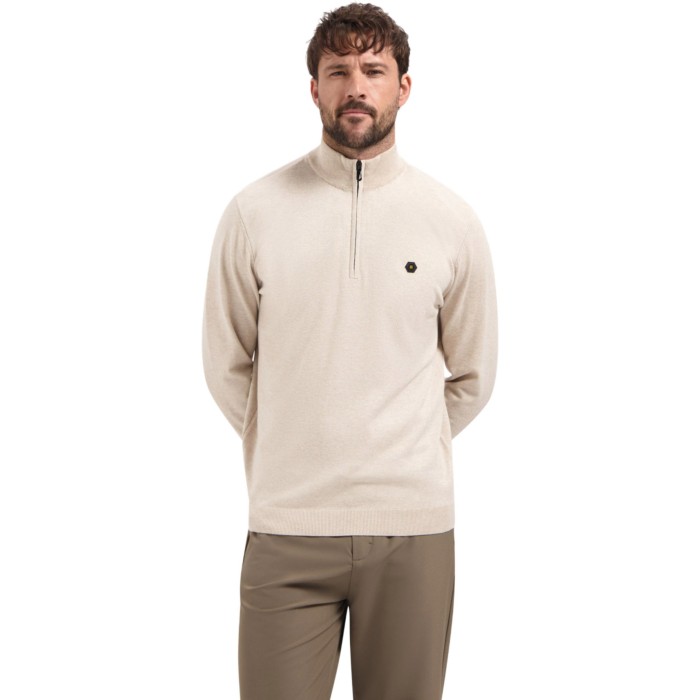 Pullover Stand Up Collar Half Zip M Desert