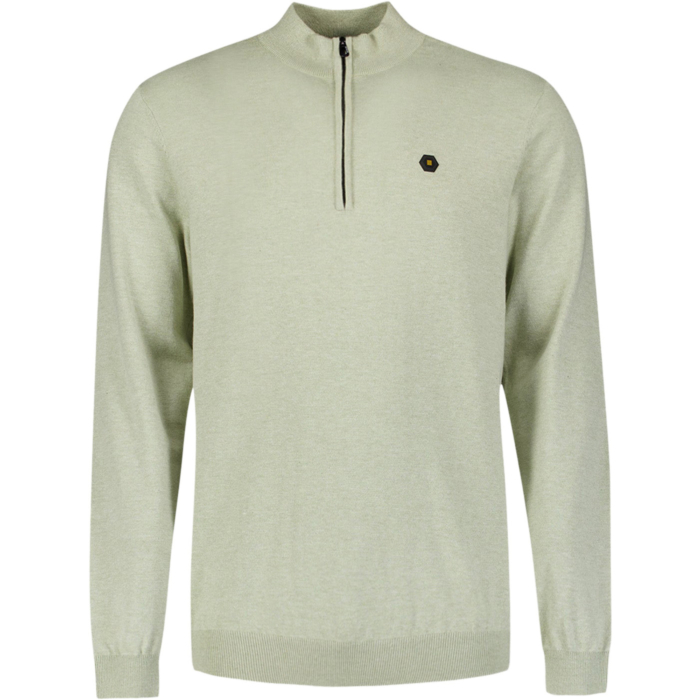 Pullover Stand Up Collar Half Zip M Green