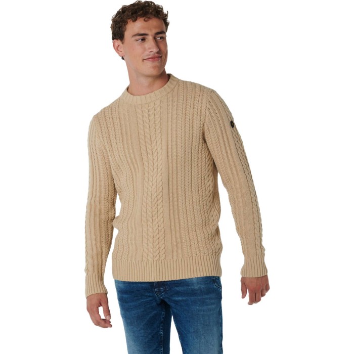 Pullover crewneck cable knit with w stone