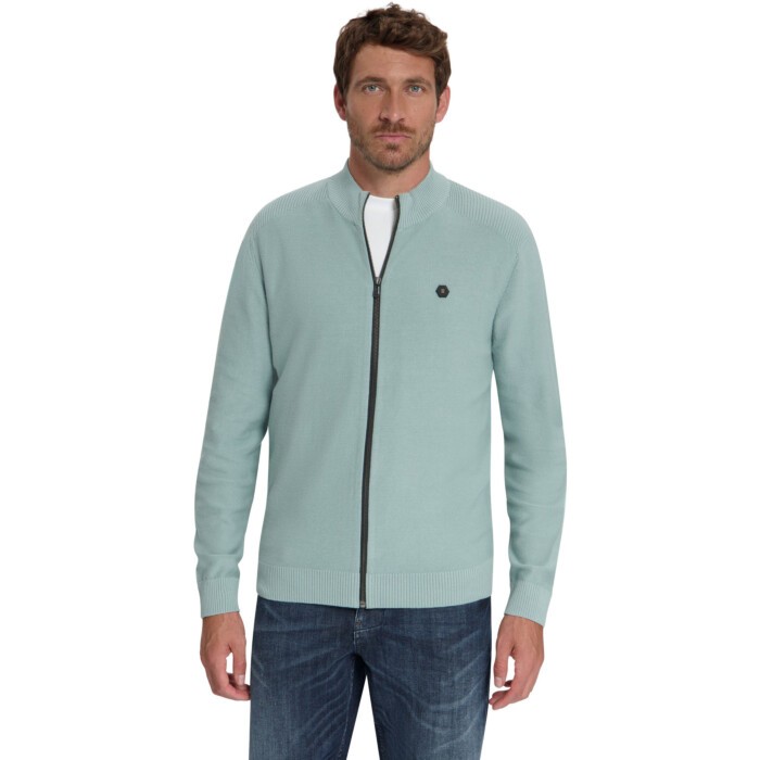 Pullover Full Zip Shoulder Detail Dusty Blue