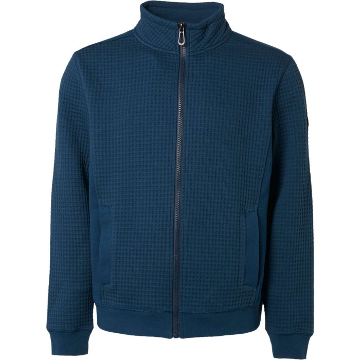 Sweater full zipper jacquard recycl carbon blue