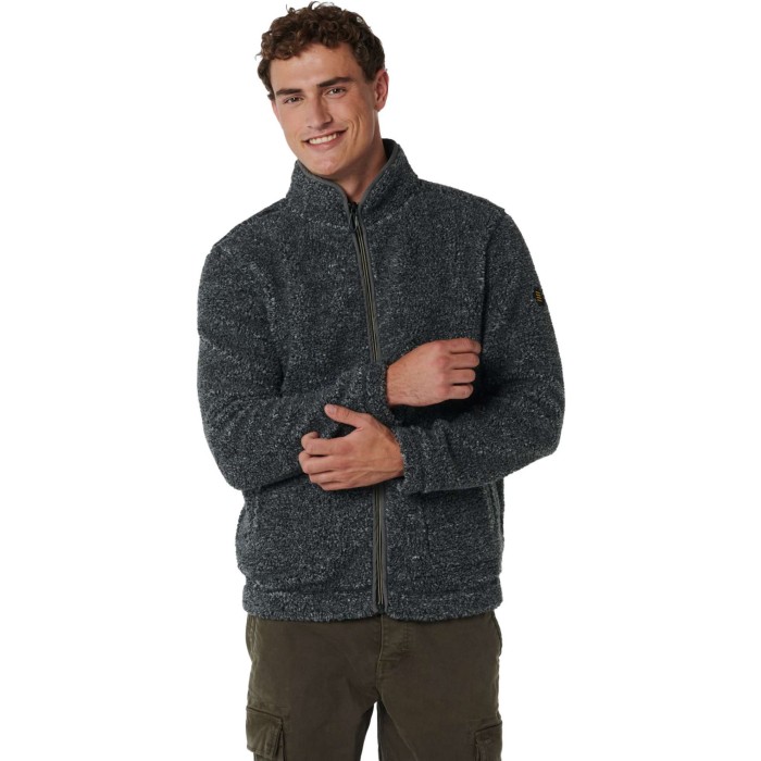 Sweater full zipper borg melange dark grey