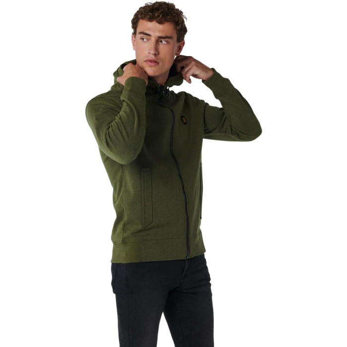 Sweater full zipper hooded sage green
