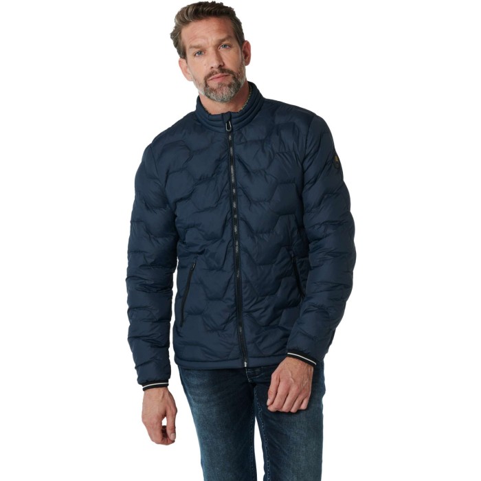 Jacket short fit padded carbon blue