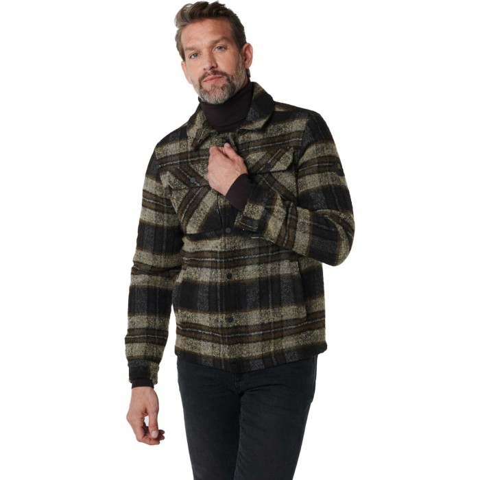 Jacket short fit knitted check with black