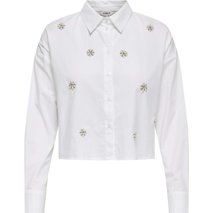 ONLRITI L/S PEARL SHORT SHIRT WVN Bright White/PEA