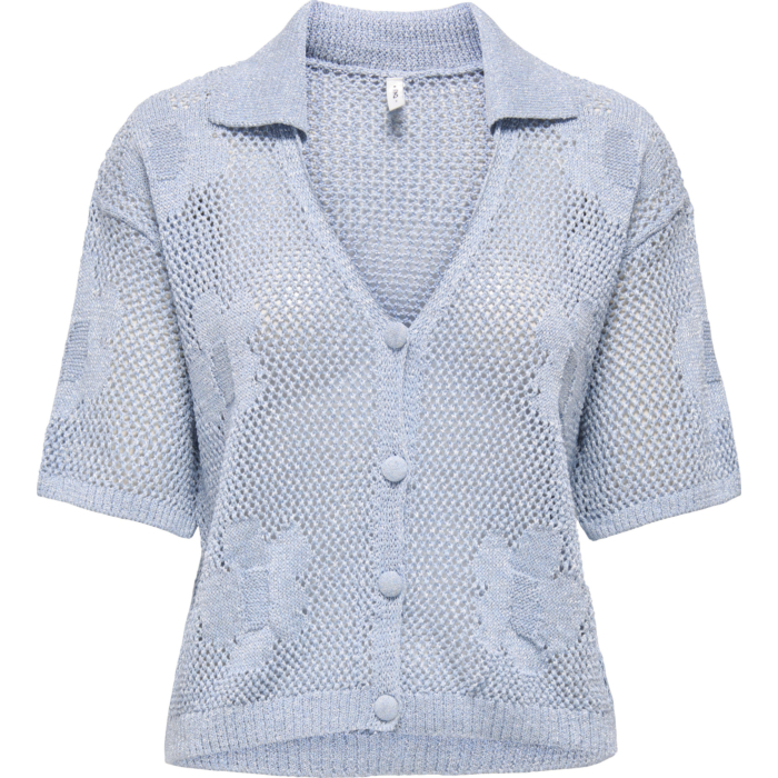 ONLCELINE SS GLITTER MESH CARDI KNT Soft Chambray/