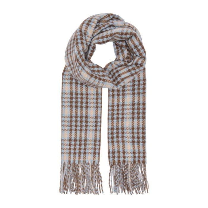 ONLMAJA CHECK FRINGE SCARF CC ACC Humus/BLUE/BROWN