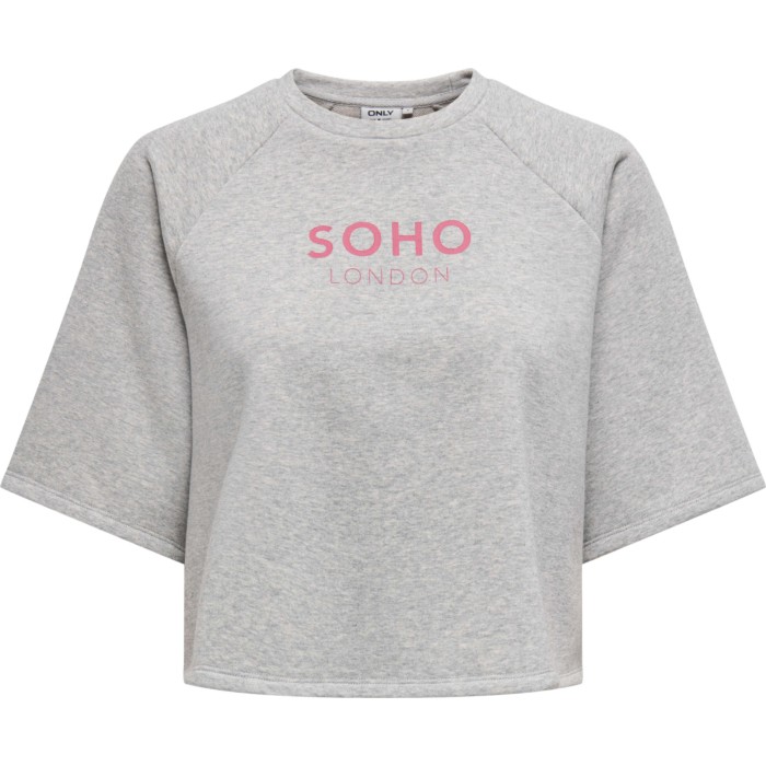 ONLCORA S/S PRINT O-NECK UB SWT Light Grey Melange