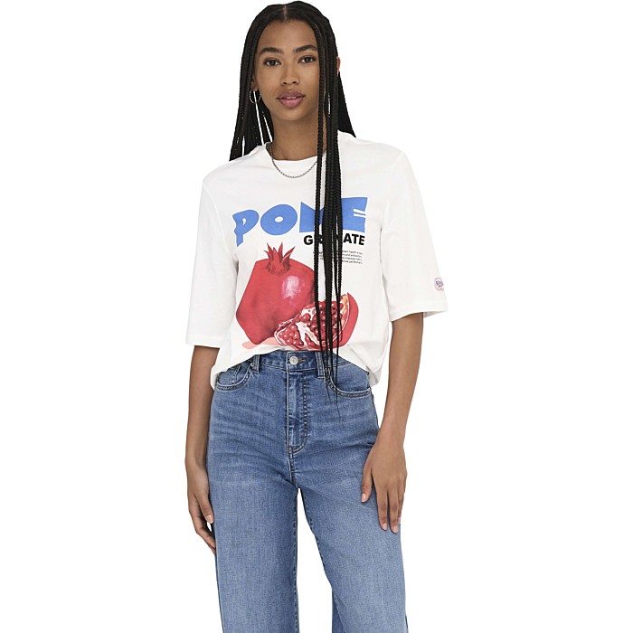 ONLPHOEBE S/S FRESH TOP BOX JRS Cloud Dancer/Pomeg