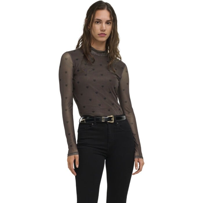 ONLERICA MESH L/S TOP JRS NOOS Coffee Bean/Black h
