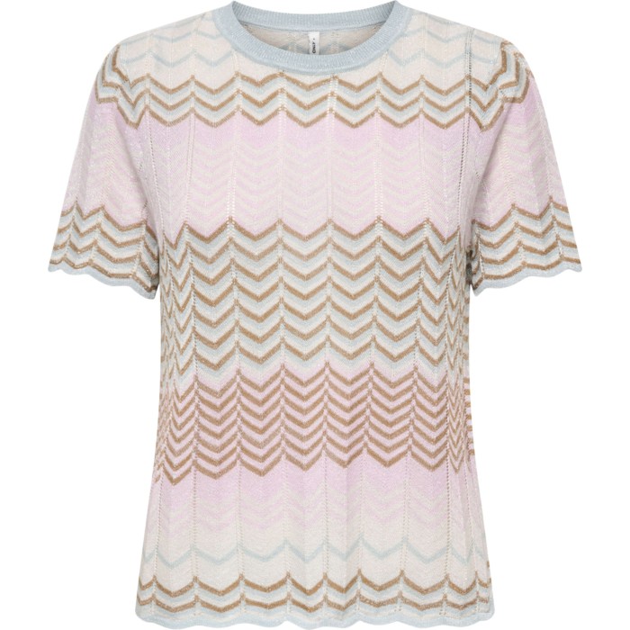 ONLALVIRA LIFE SS GLITTER O-NECK KNT Cloud Blue/Ro