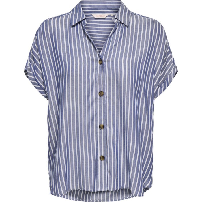 ONLGIBSI-PUORI SS V-NECK SHIRT WVN Medium Blue Den