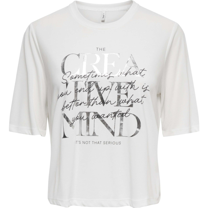 ONLFREE MAYA S/S PRINT TOP BOX JRS Cloud Dancer/Cr