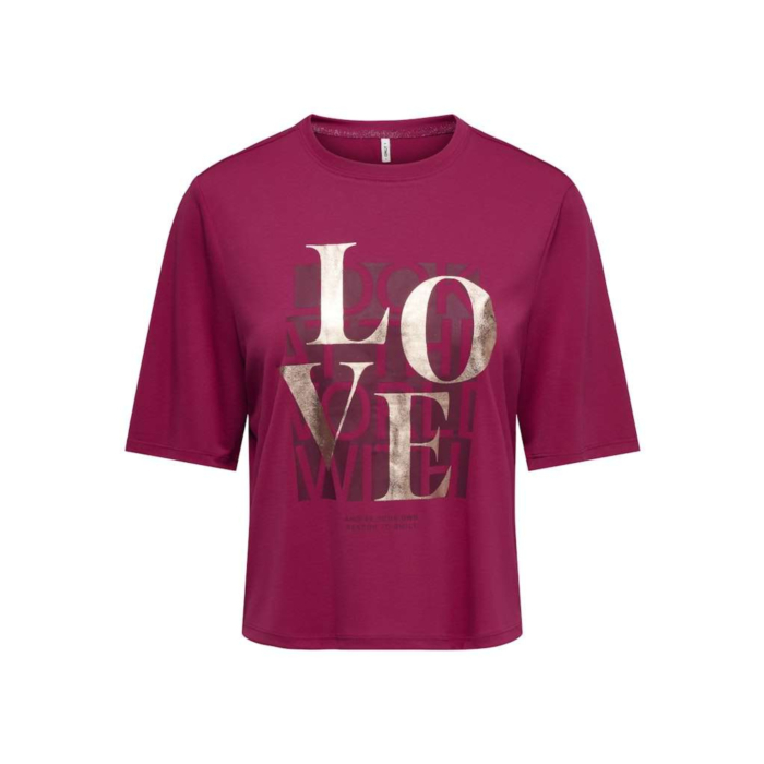 ONLFREE MAYA S/S PRINT TOP BOX JRS Sangria/Love