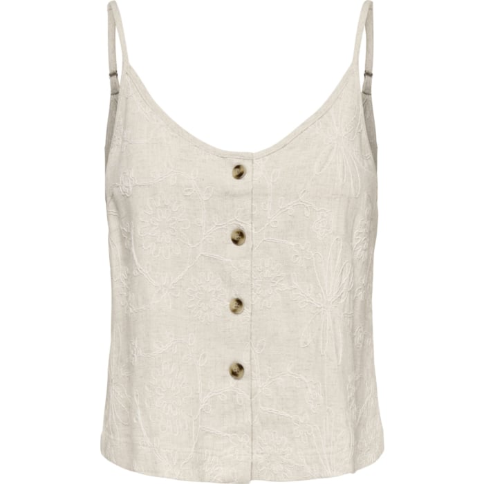 ONLSIESTA LINEN BL EMB SINGLET PNT Moonbeam/w. ton