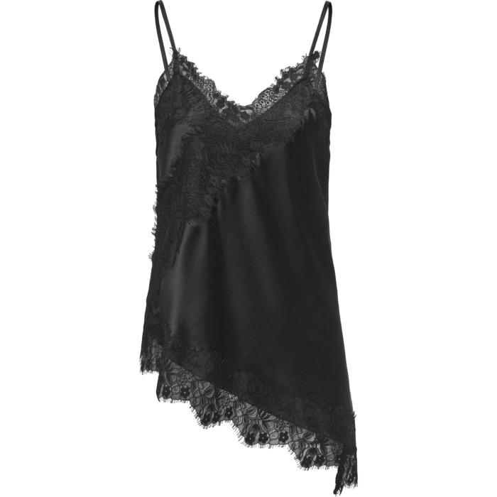 ONLINDONA STRAP SATIN LACE TOP Black