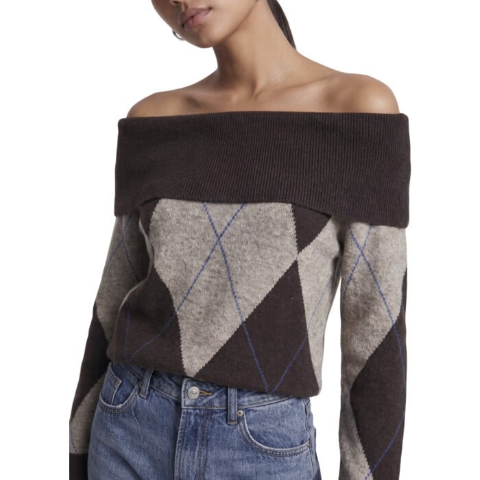 ONLALIVIA LS OFF SHOULDER KNT Coffee Bean/Walnut/S