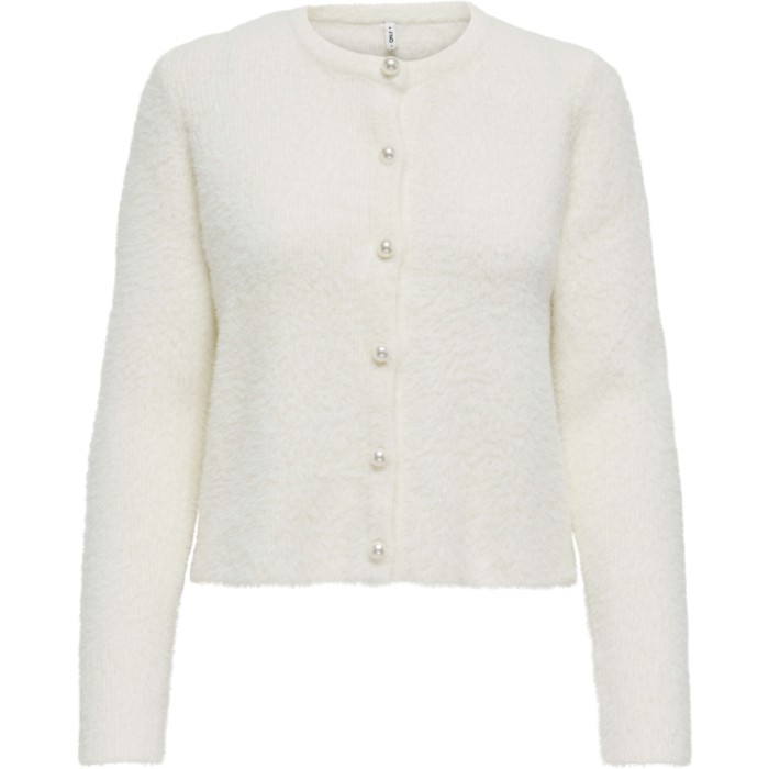 ONLPETRA LS PEARL O-NECK CARDI CC KNT Cloud Dancer