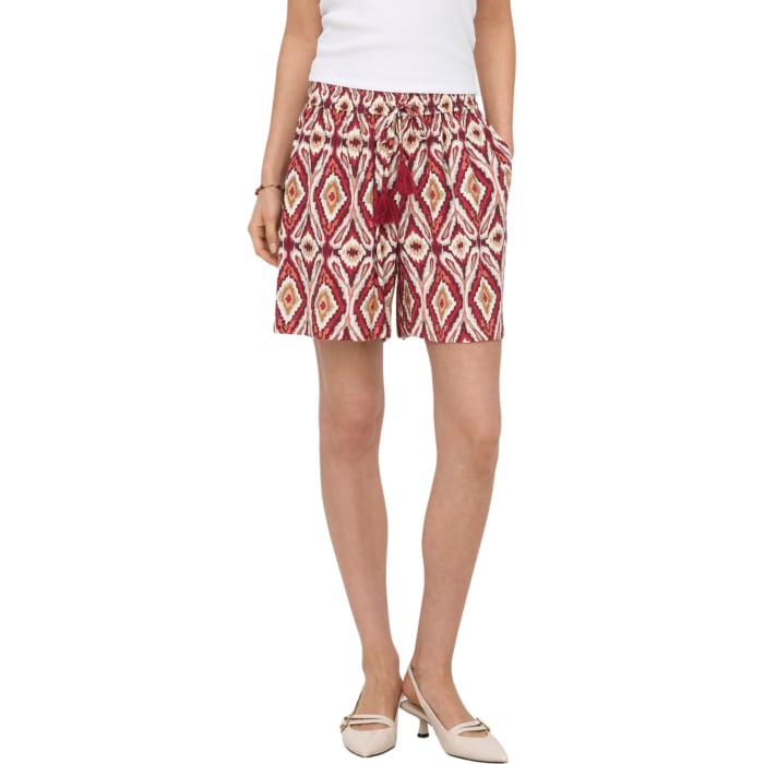 ONLMIKASI STRING DETAIL SHORTS WVN Brick Red/ABSTR