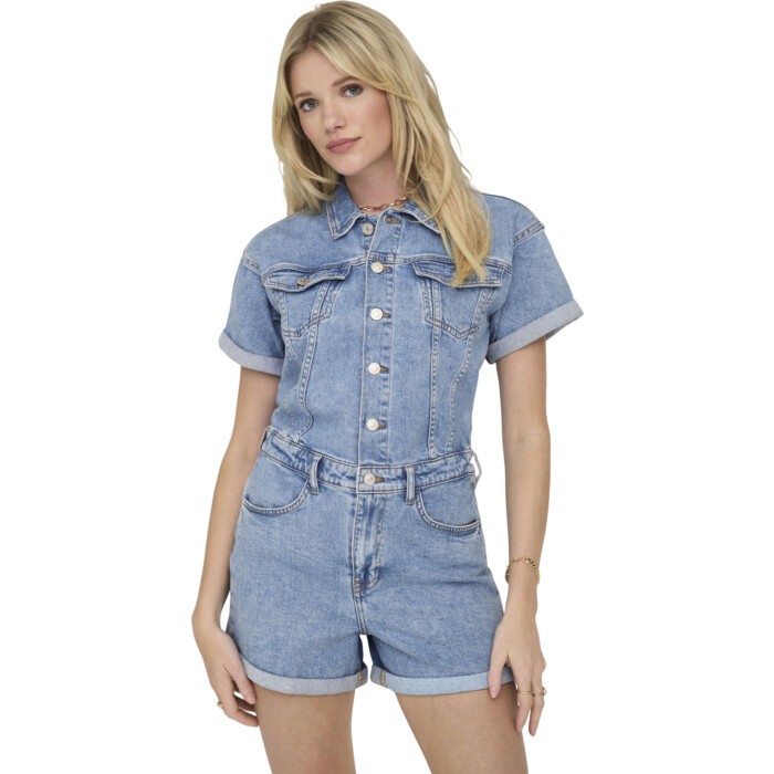 ONLCASTEL S/S DNM PLAYSUIT AZG Light Blue Denim