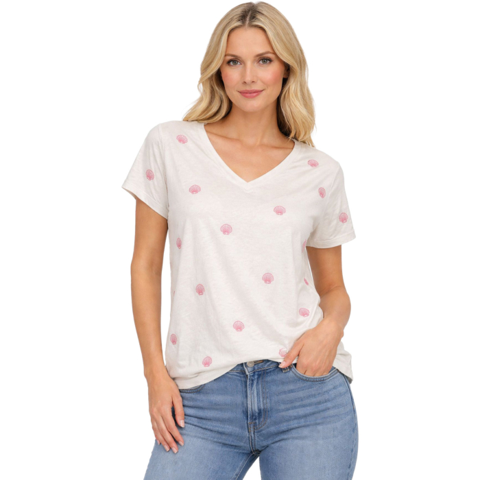 ONLBELLE S/S HEART TOP CS JRS Cloud Dancer/Seashel