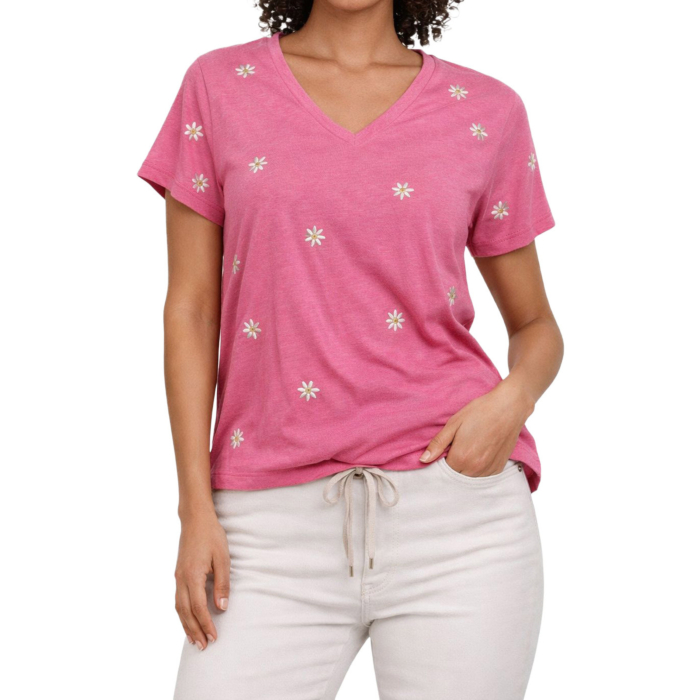 ONLBELLE S/S HEART TOP CS JRS Wild Orchid/Daisy