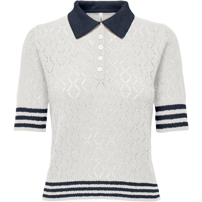 ONLSUNNY SS POINTELLE POLO KNT Cloud Dancer/Navy B