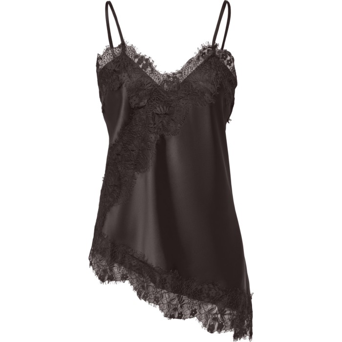 ONLINDONA STRAP SATIN LACE TOP WVN Chocolate Torte