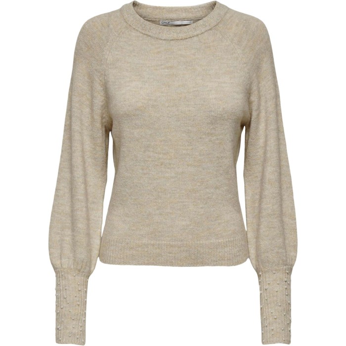 Alexis l/s bead pullover knt pumice stone/w. me